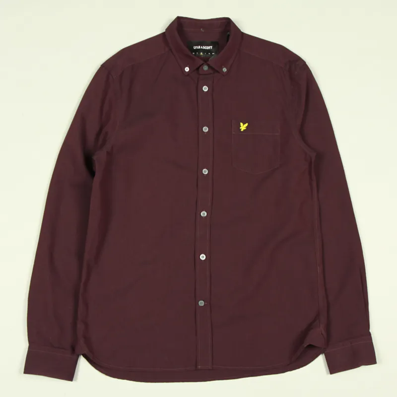 Lyle and Scott Light Weight Oxford Shirt - Glenshee Plum/Jet Black